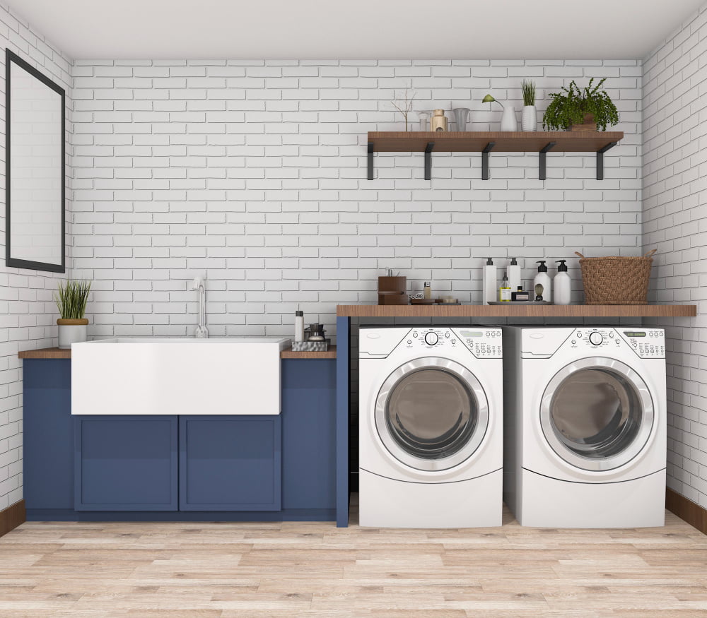 3d rendering washing machine vintage laundry room